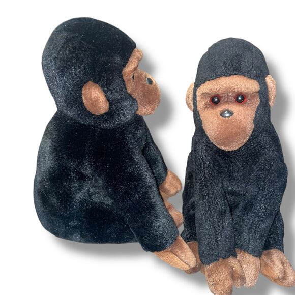 Vintage Ty Beanie Buddies Plush Gorilla Congo Stuffed Animal Nursery 11" Lot x2 - Picture 4 of 10